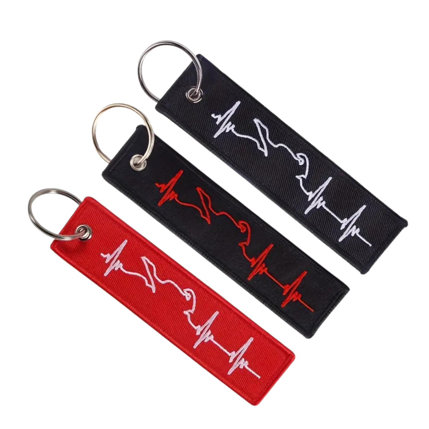 Motorbike Heartbeat Keyring Jet Tag - 3 Colours Available