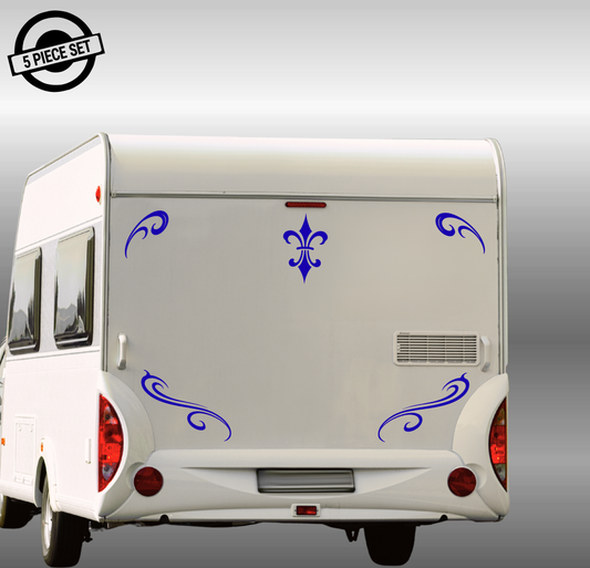 Fleur-de-lis 5pc Scroll Set for Caravan, RV, Motorhome, Horse Float