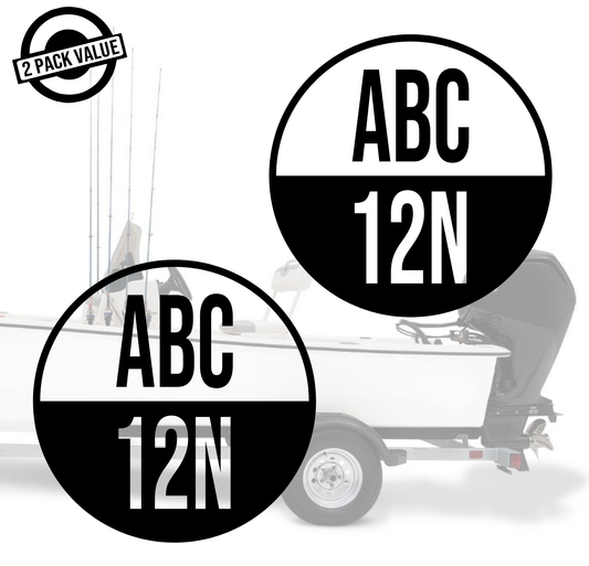 Round Half Style Boat Registration Number - Twin Set