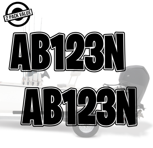 Boat Registration Number - Twin Set - Outline Style 2