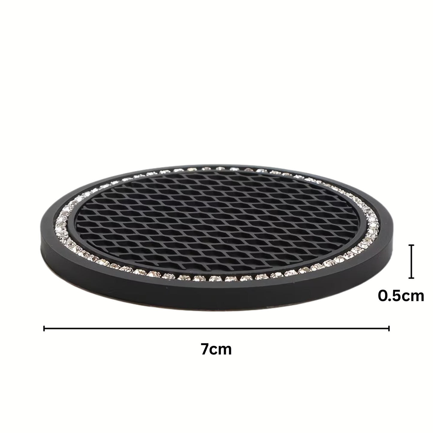 2Pc Black Honeycomb Cup Coasters with Diamantes