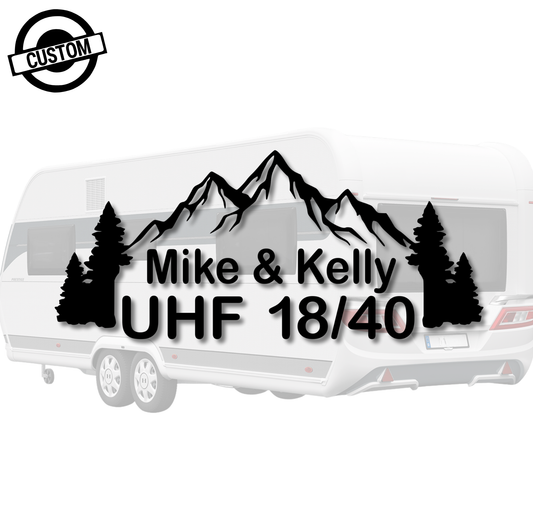 Custom UHF Decal with Name - Mountain Style