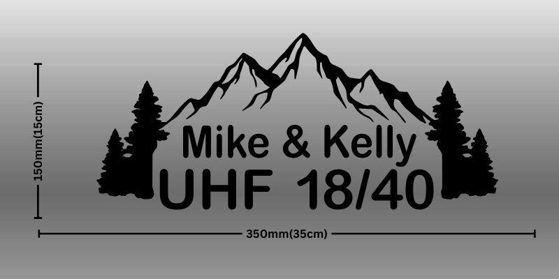 Custom UHF Decal with Name - Mountain Style
