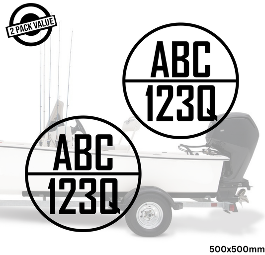 Round Boat Registration Number - Twin Set - Style 2