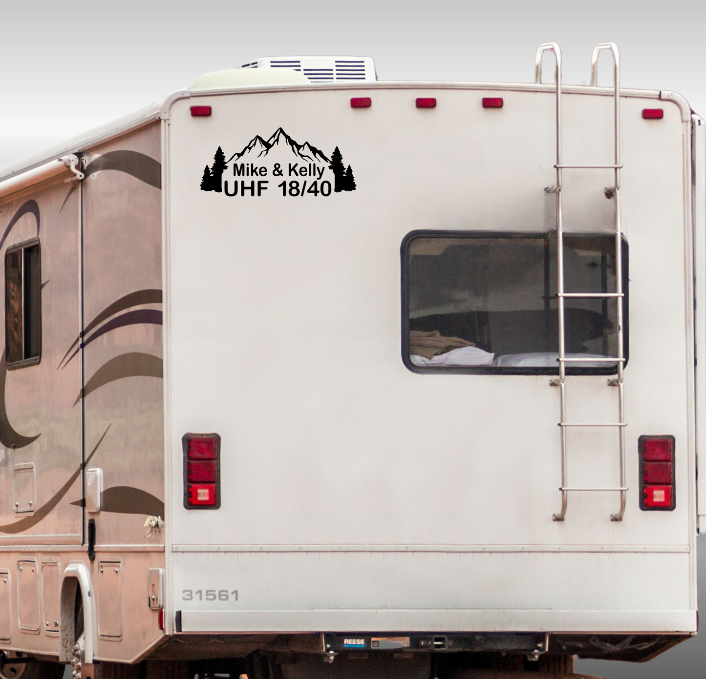Custom UHF Decal with Name - Mountain Style