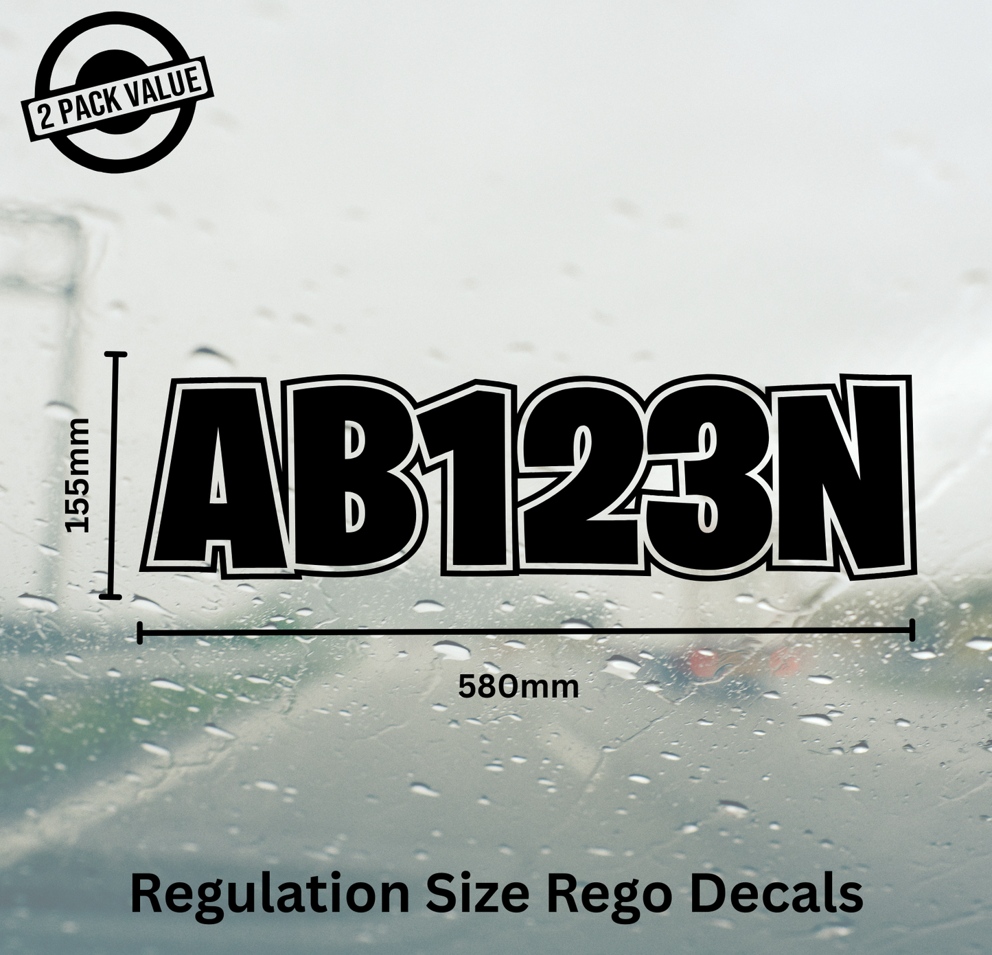 Boat Registration Number x2 - 580mm - Single Line - Outline Style 2