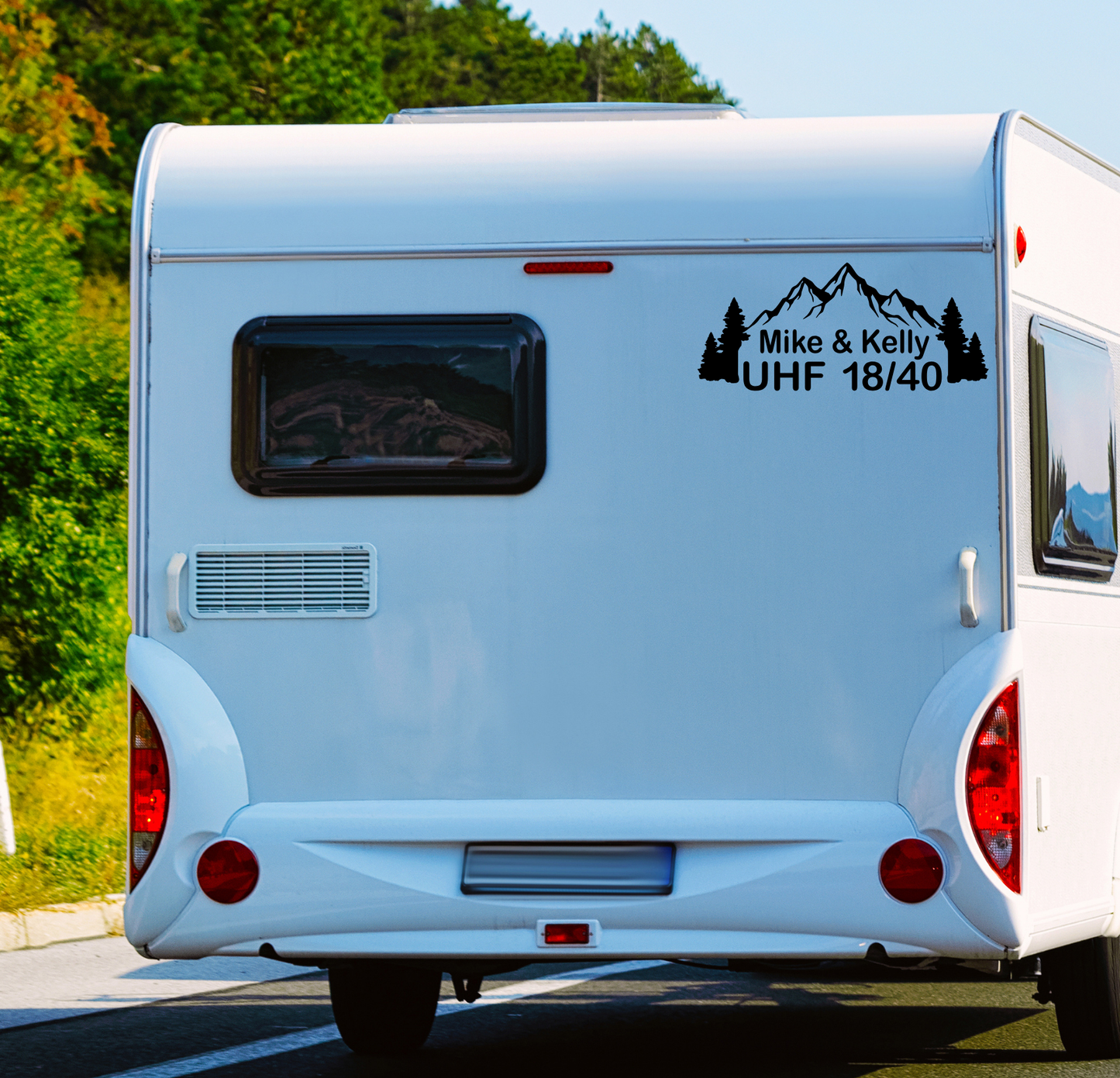 Custom UHF Decal with Name - Mountain Style