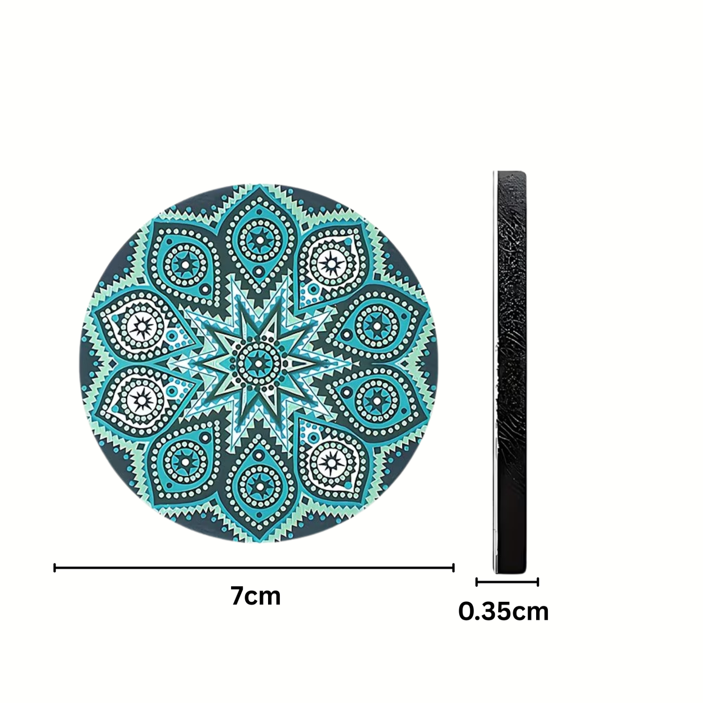 2Pc Blue Mandala Car Cup Coasters