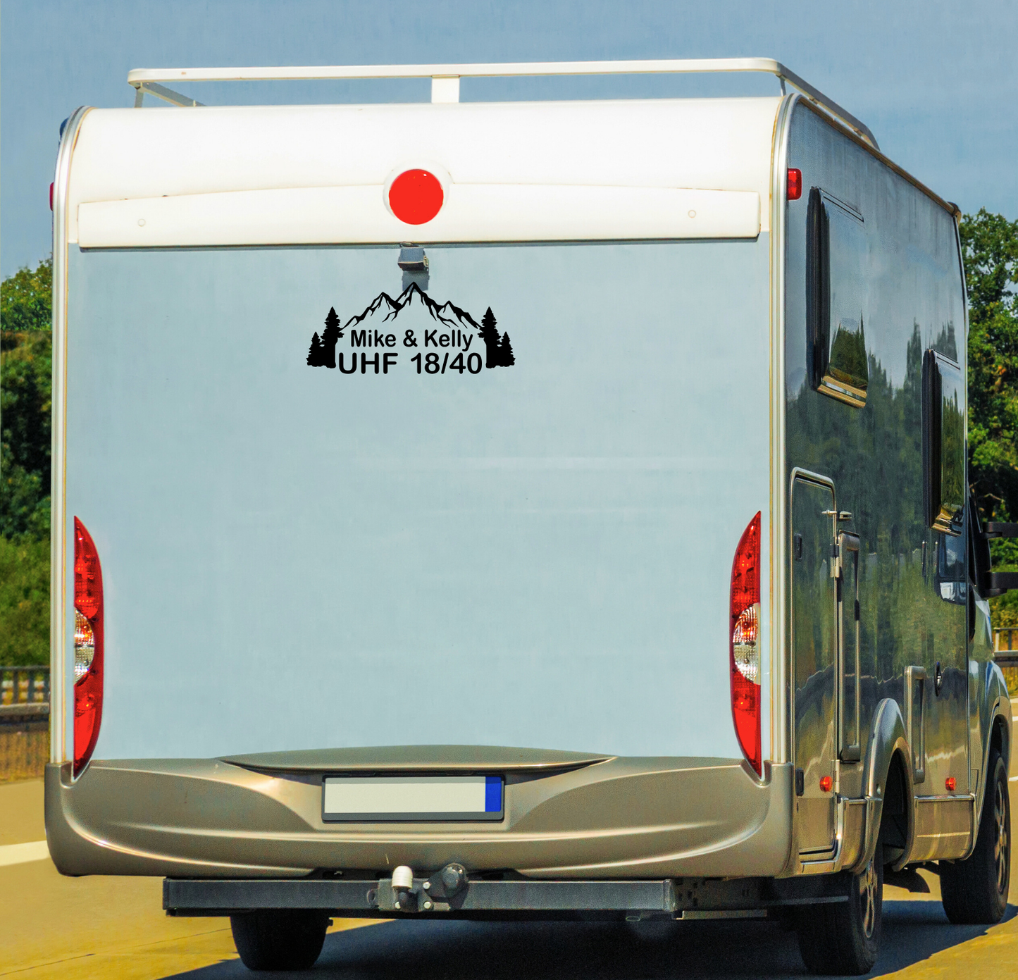 Custom UHF Decal with Name - Mountain Style