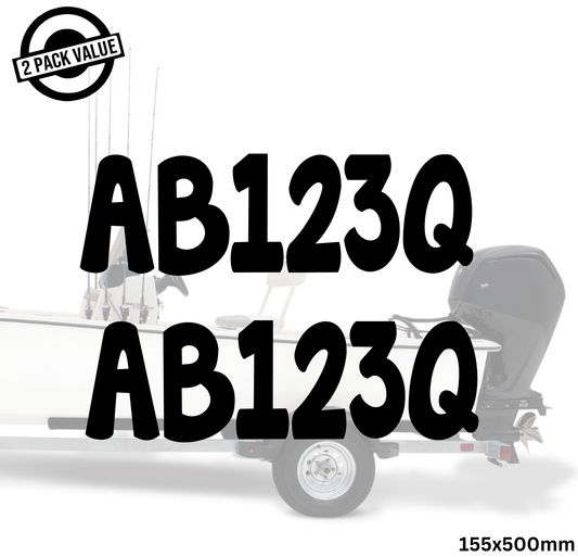 Boat Registration Number x2 - 500mm - Single Line - Style 2