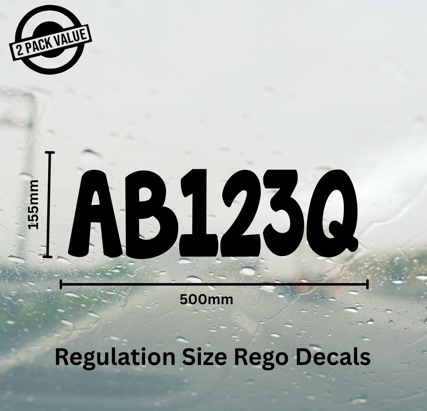 Boat Registration Number x2 - 500mm - Single Line - Style 2