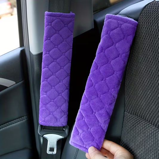 2 Pcs Plush Quilted Car Seat Belt Covers