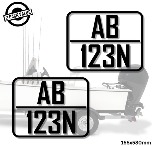 Rectangle Boat Registration Number - Twin Set - Style 1