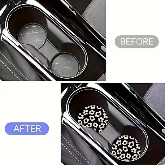 2Pc Flower Car Cup Coasters