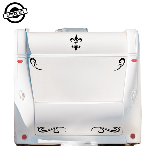 Fleur-de-lis 5pc Scroll Set for Caravan, RV, Motorhome, Horse Float