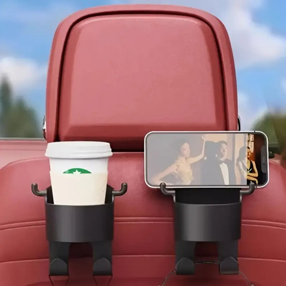 Rear Headrest Multi Functional Cup & Phone Holder with Hooks