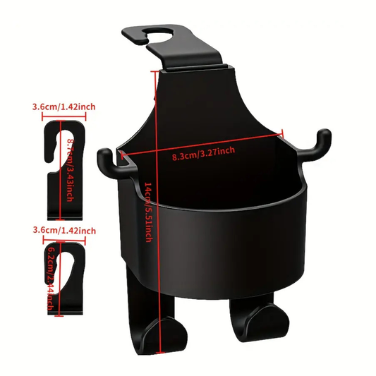 Rear Headrest Multi Functional Cup & Phone Holder with Hooks