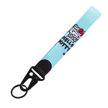 Blue Mummy Kitty Wrist Strap Premium Keyring