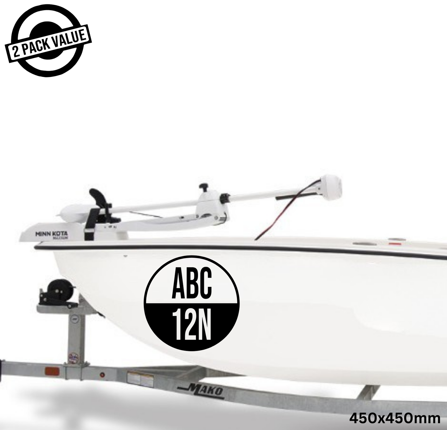 Round Half Style Boat Registration Number - Twin Set