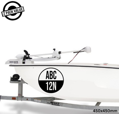 Round Half Style Boat Registration Number - Twin Set