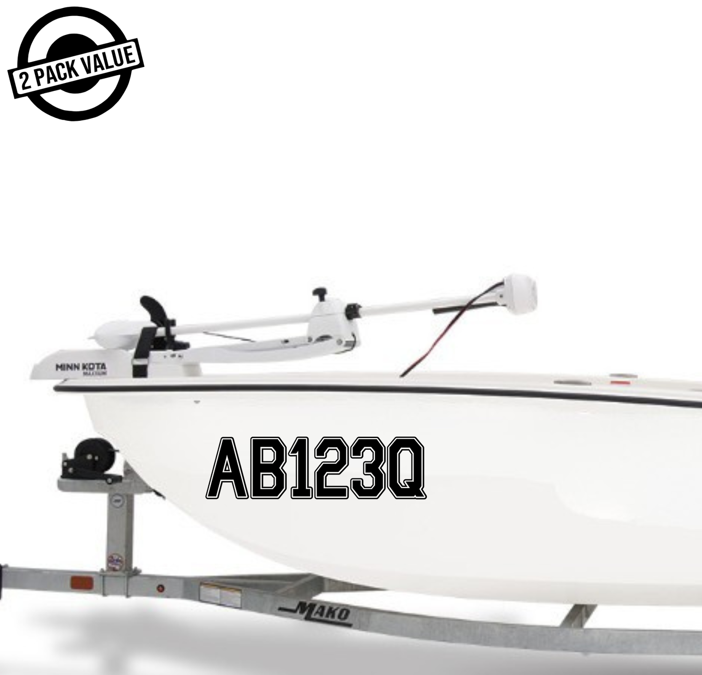 Boat Registration Number x2 - 580mm - Single Line - Outline Style 1