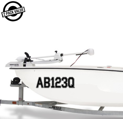 Boat Registration Number x2 - 580mm - Single Line - Outline Style 1