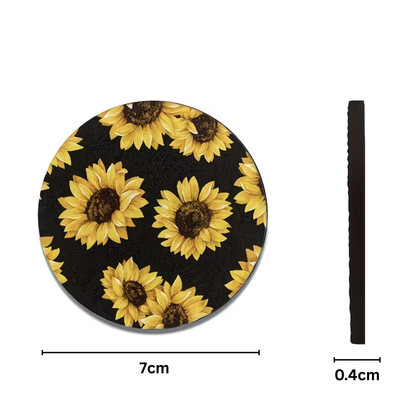 2Pc Sunflower Car Cup Coasters