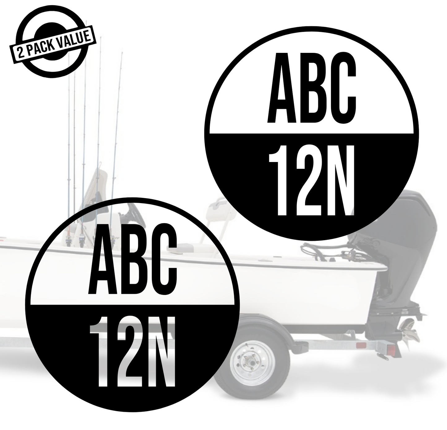 Round Half Style Boat Registration Number - Twin Set