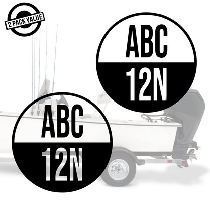Round Half Style Boat Registration Number - Twin Set