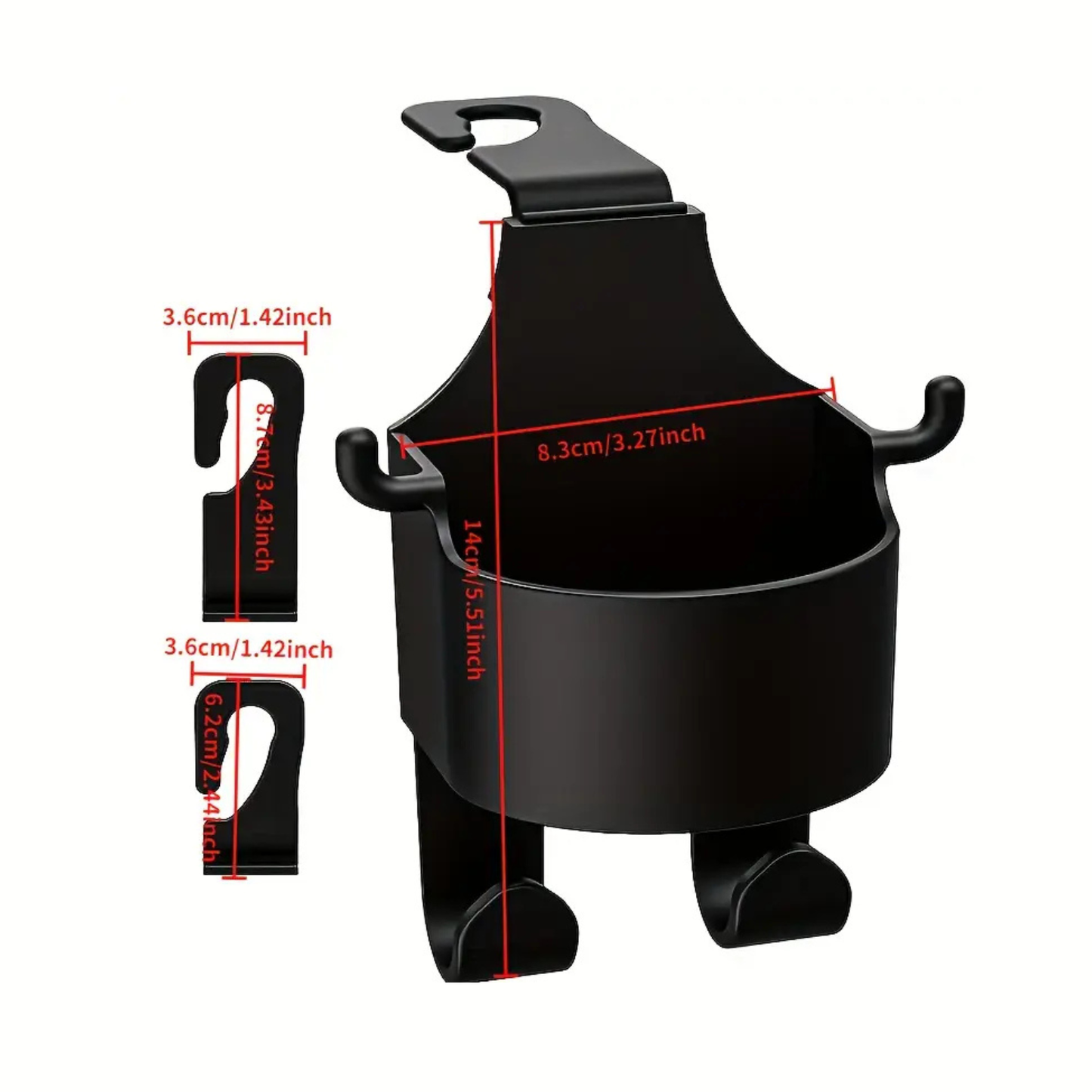 Rear Headrest Multi Functional Cup & Phone Holder with Hooks