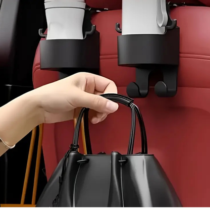 Rear Headrest Multi Functional Cup & Phone Holder with Hooks