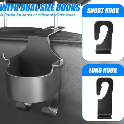 Rear Headrest Multi Functional Cup & Phone Holder with Hooks