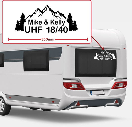 Custom UHF Decal with Name - Mountain Style
