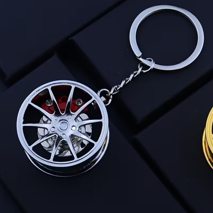 Wheel with Spinning Brake Calipers Keyring