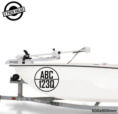 Round Boat Registration Number - Twin Set - Style 2