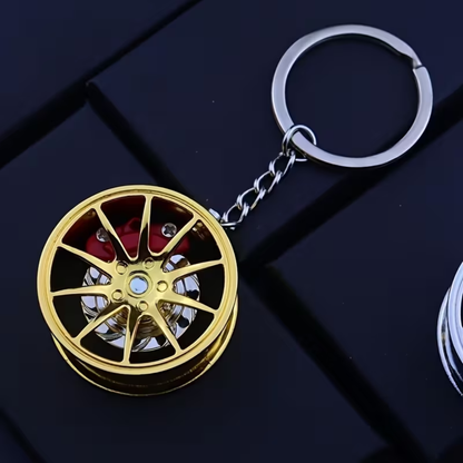 Wheel with Spinning Brake Calipers Keyring