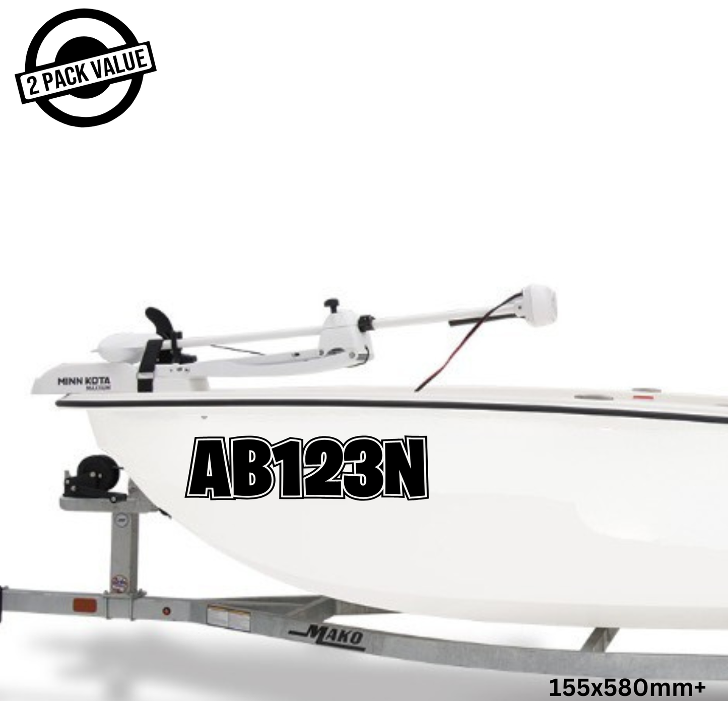 Boat Registration Number x2 - 580mm - Single Line - Outline Style 2