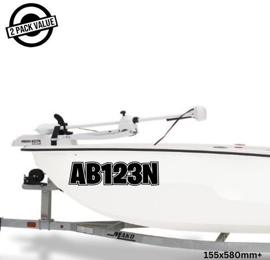 Boat Registration Number x2 - 580mm - Single Line - Outline Style 2