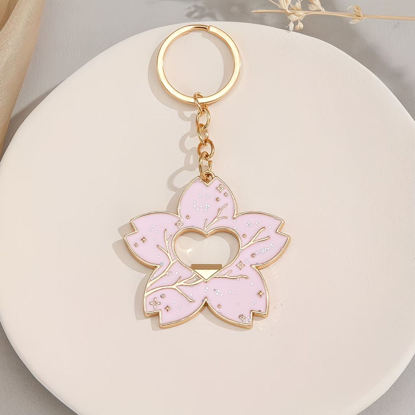 Cherry Blossom Bottle Opener Enamel Keyring