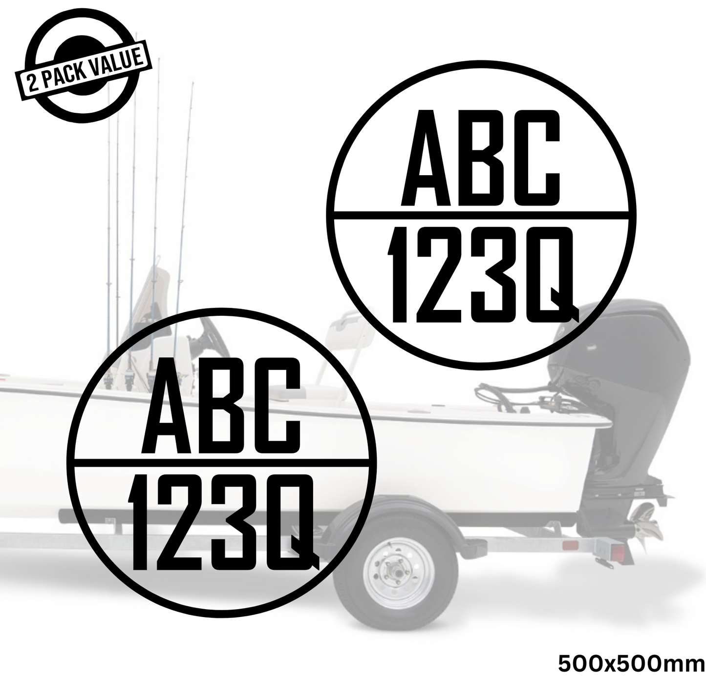 Round Boat Registration Number - Twin Set - Style 2