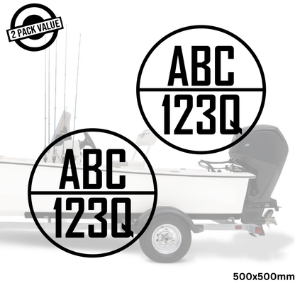 Round Boat Registration Number - Twin Set - Style 2