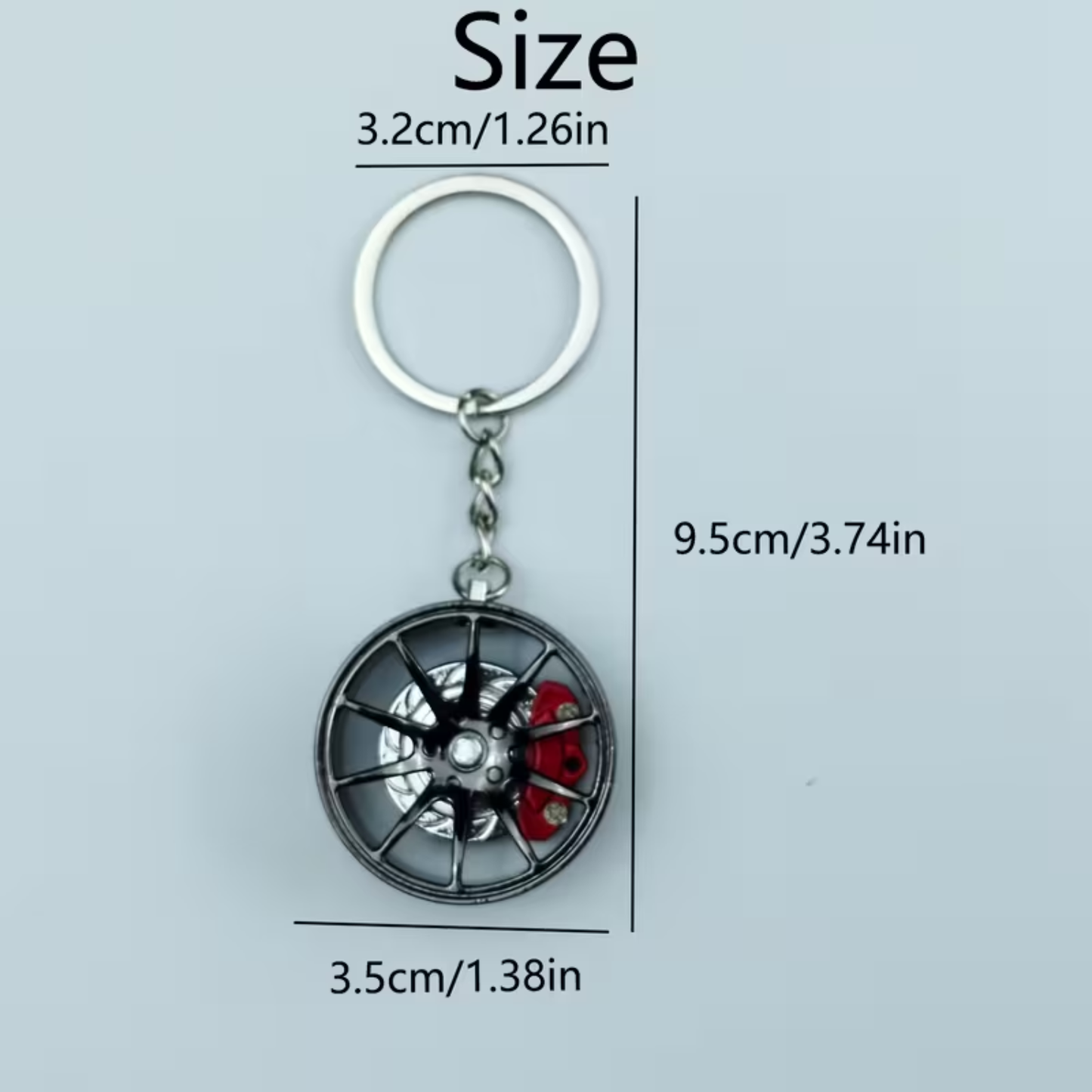 Wheel with Spinning Brake Calipers Keyring