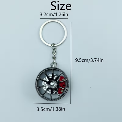 Wheel with Spinning Brake Calipers Keyring