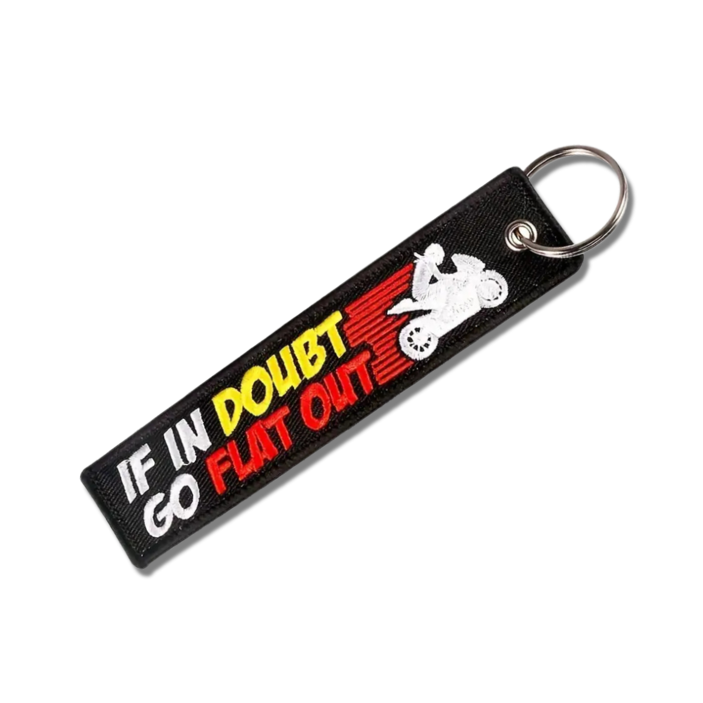 If In Doubt Go Flat Out Keyring Jet Tag