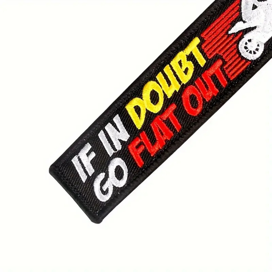 If In Doubt Go Flat Out Keyring Jet Tag