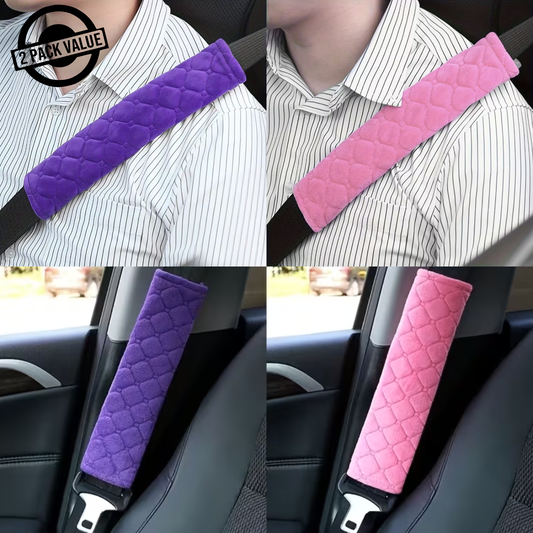 2 Pcs Plush Quilted Car Seat Belt Covers