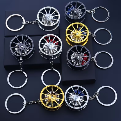 Wheel with Spinning Brake Calipers Keyring