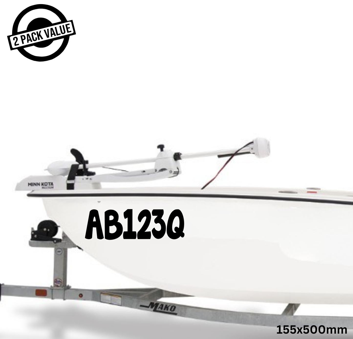 Boat Registration Number x2 - 500mm - Single Line - Style 2