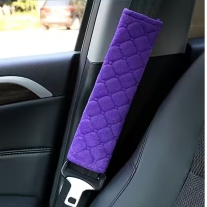 2 Pcs Plush Quilted Car Seat Belt Covers