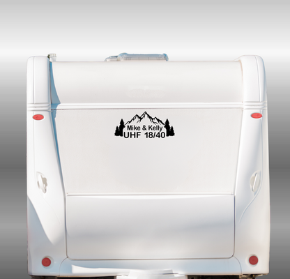 Custom UHF Decal with Name - Mountain Style